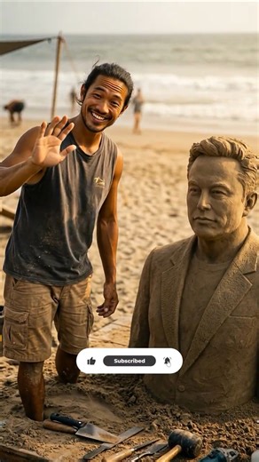 🚀 I Built a Giant Sand Sculpture of Elon Musk! #4kvideo
