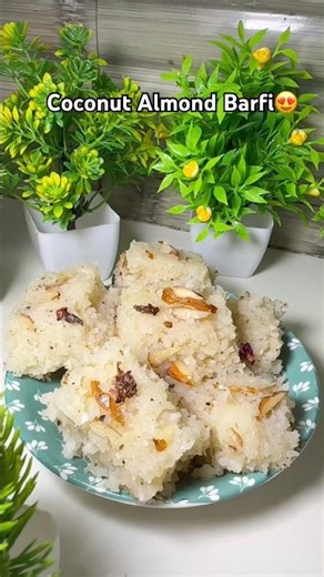 Coconut Almond Barfi 😍🤤 Save and try it later ✨💌 #viral #food #foodblogger #cooking