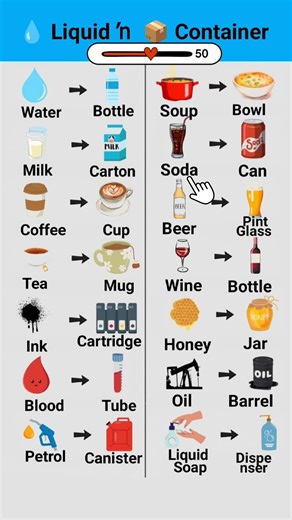 Everyday Liquid Containers in English | Learn Useful Vocabulary with Examples