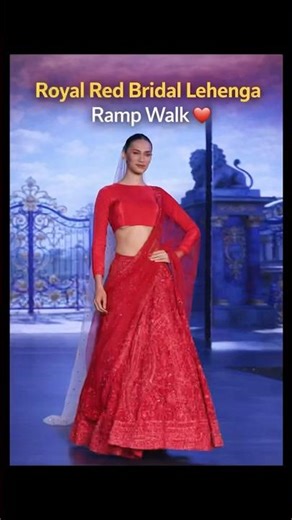 Royal Red Bridal Lehenga Ramp Walk ❤️ Indian Wedding Fashion 🔥Stunning Runway Moment #shorts