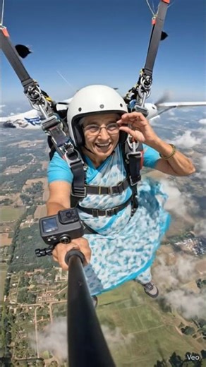 Aaji Bai taking a Parachute Jump for the first time alone!