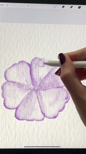 Day 3 of Learning Procreate Watercolor – Painting a Flower 🌺 #WatercolorArt #SeamlessPattern