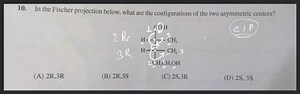 In the Fischer projection formula given below, what are the con... | Filo