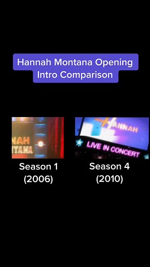 Hannah Montana Opening Intro side by side comparison #disney #disneychannel #disneyplus #hannahmontana #mileycyrus #billyraycyrus #emilyosment #mitchellmusso #moisesarias #nostalgia