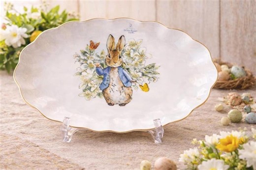 Beatrix Potter Peter Rabbit Servierplatte: 36 cm ovale Keramikschale mit Goldrand - Etsy.de