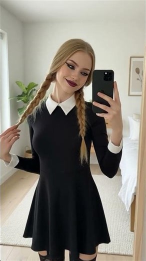 Wednesday Addams Cosplay Look 🖤🕸️ #Shorts