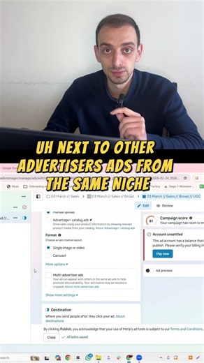 Should you turn off this this option? 👀 Watch the full tutorial of Meta Ads in the channel.