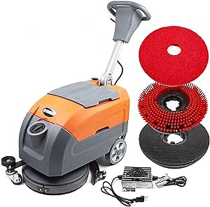 SUNMAX RT35 17" Walk-Behind Floor Scrubber Machine, 7.9/9.2-Gal Tanks, 19000 sqft/h, with Anti-Collision Wheel for Protection