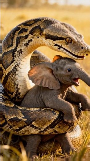 Mother Elephant Rescues Baby from Giant Python! 🐘🐍