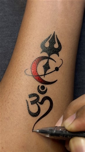 Mahadev's Mark: Trident, Moon & Om Tattoo 🔱🕉️🌙"……#gelpenart #tattoo #art