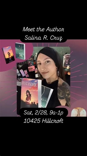Meet the Author! Salina R. Cruz is a local indie author who has had a strong passion for reading and writing for as long as she can remember. Her debut novel, Bystander, a small-town murder mystery novel, was released in May of 2024 and her second novel, The Falling of Leaves, a literary fiction novel about marriage, love, and loss, was released in June of 2025. Salina is currently working on her third book, a contemporary romance novel, and when she isn’t promoting her books online or in person