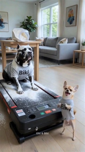 Tiny Dog Eiki Takes Revenge on Biki 💪😂 #shorts #funnydogs #chihuahua #pitbull #petlover #eikiandbiki