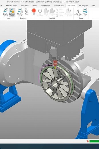 PowerMill 5-Axis Impeller Undercut Machining Simulation#powermill #5axismachining #powermill2025