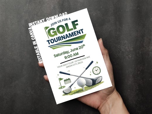 Golf Tournament Invitation Template | Golf Event Invite | Charity Golf Outing Invite | Editable Canva - Etsy
