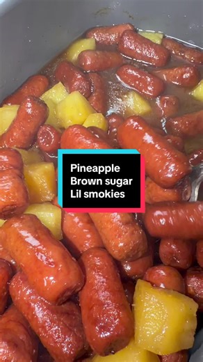 Pineapple brown sugar lil smokies! Welcome back to my appetizer series! Beef lil smokies (30 oz) 1 cup brown sugar 1 cup pineapple juice 1 cup pineapple chunks 1 tbsp soy sauce 1 tsp garlic powder 1 tsp onion powder 1/2 tsp black pepper 1/4 tsp cayenne pepper How to: Start by combining brown sugar, pineapple juice, soy sauce, garlic powder, onion powder, black pepper, and cayenne pepper. Mix until combined. Add lil smokies to a crock pot. Poor above mixture all over. Add in pineapple chunks and 