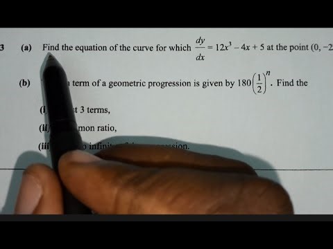 2023 g12 maths paper 2 question 3 equation of the curve and geometric progression
