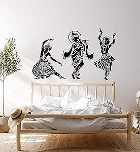 Vinyl Wall Decal Dance Indian Womans Devadasi Indian Dance School Hindu Stickers Large Decor (774ig) Brown