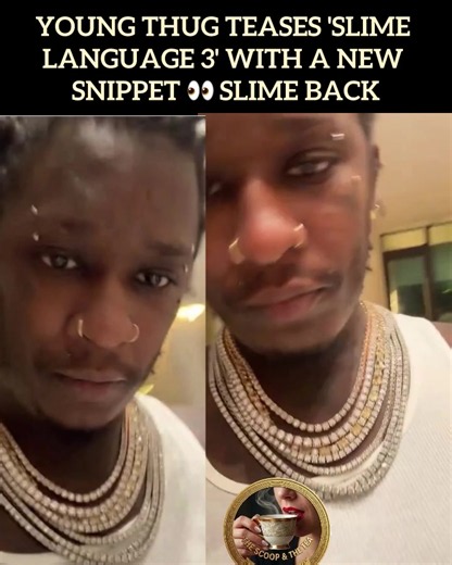 Thescoop and tea, Thugger not done yet 👀 Young Thug teases 'Slime Language 3' with a new snippet featuring Lyrus and it’s sounding SPICY. Flow sliding, beat slimey, YSL energy all the way back up