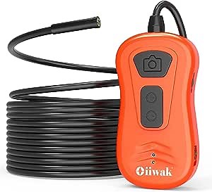 Oiiwak 5'' Screen Two-Way Articulating Borescope, Dual Lens Industrial Inspection Camera Scope with Semi-Rigid Snake Camera, Endoscope Camera with Light for Automotive Mechanics Plumbers 3ft