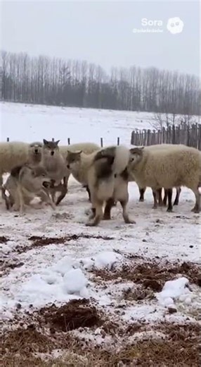 Dog Fights Off Wolves to Protect Sheep 😳🐶🐺💥 #dogheroes #wolf #animals #dogfight
