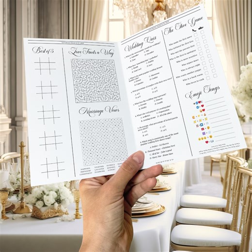 Folded Printable Wedding Table Games, Editable Program & Wedding Reception Activities, Find the Guest Bingo, Word Search, Guest Activities - Etsy