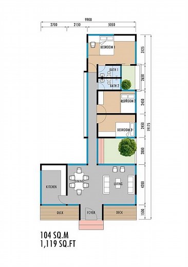Modern Courtyard House Design | 3 Bedrooms