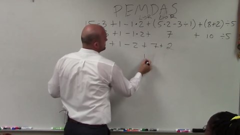 Apply the order of operations to simplify a large numeric expression