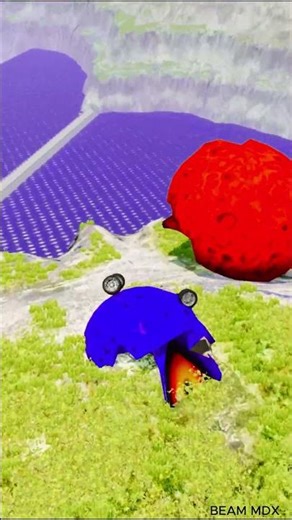 Moon vs Giant Lava Pit 😱 BeamNG drive #276 #beamng #beamngdrive #viral #short #shorts