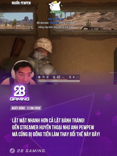 LẬT MẶT CÒN HƠN CẢ LẬT BÁNH TRÁNG! #theanh28 #theanh28gaming #gamingtiktok #gamingontiktok #funnyvideos #pubg #pewpew