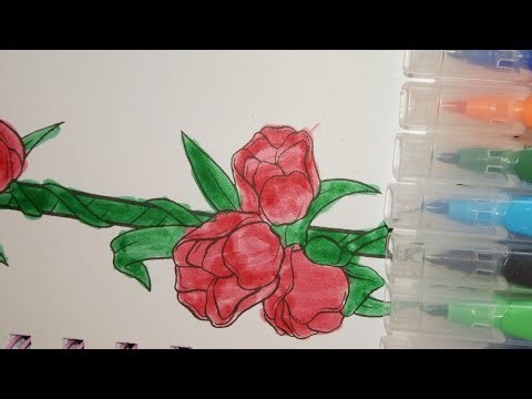 🌹 Rose Flower Coloring with Marker Pens | Beautiful Rose Coloring Pages for Kids