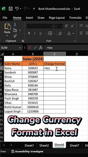 Change Currency Format in Excel