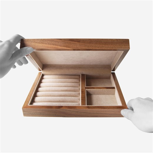 Wooden Jewelry Box With Dividers, Big Jewelry Organizer for Necklace Storage, Custom Jewelry Holder, Anniversary Gift for Wife - Etsy