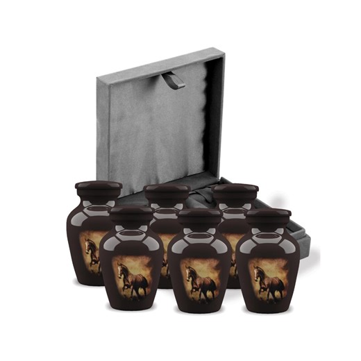 Brown Horse Keepsake Set of 6 (3 Cu. In.) With Velvet Box. - Etsy