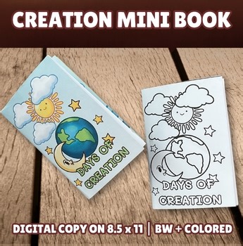 Gods 7 Days of Creation Story Mini Coloring Book Craft Kids Genesis Bible Lesson