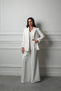Wedding Suit Three Piece Satin, Bridal Pantsuit With Jacket for Courthouse, Elegant Civil Ceremony Outfit - Etsy