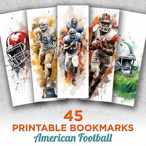 45 American Football Printable Bookmarks, Football Digital Bookmark Sheets, Sport PNG Bookmark Sublimation, Print and Cut Bookmark Set - Etsy