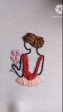 # making girl with thread on cloth # embroidery design work # beautiful girl # flower design #🌸🌸🌸🌸