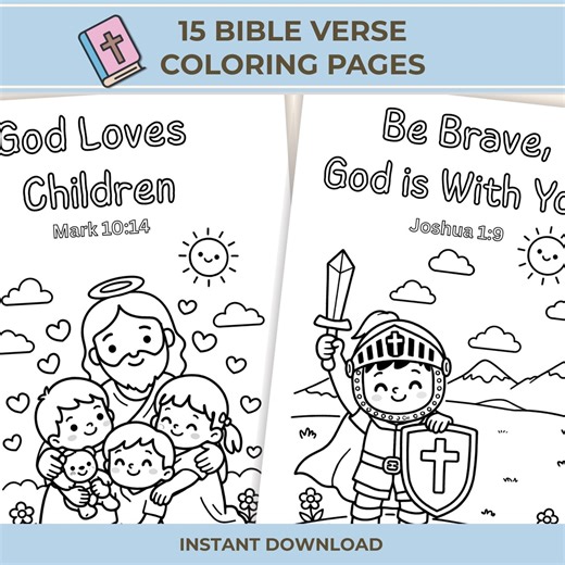 15 Bible Verse Coloring Pages for Kids | Christian Printable Coloring Book - Etsy UK
