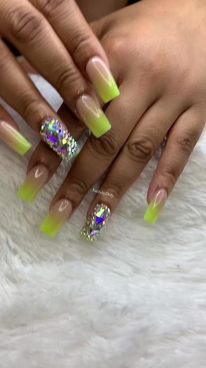 Stunning Stiletto Nails with Neon Green Gradient