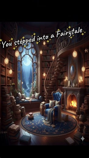 Moonlit Magical Library Ambience #cozy #aesthetic #fantasy #shorts #studyambience #cozynights