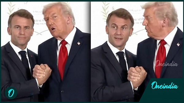 Trump’s strong handshake leaves Macron suffering & struggling: Video