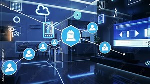 Exploring smart technology integration in a modern living room during a nighttime demonstration