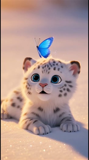 Baby Snow Leopard Finds a Friend... But There's a Twist 😭🦋 #aianimation #tiger #animalstory #animals