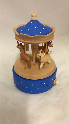 Hand made wooden musical unicorn carousel