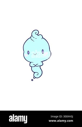 horizontally vibrating animation of cute cartoon ghost