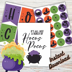 Hocus Pocus Halloween Party Printables: Banner, Signs, Cupcake Toppers (PDF Download) - Etsy