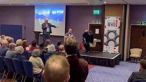 Here’s Steven Moffat receiving the Terrance Dicks Award For Writers 2023 from Gary Russell. With an introduction by The Capitol organiser Tony Jordan. Congratulations Steven! ✍️⭐️👏🏻👏🏻👏🏻 | Doctor Who Appreciation Society