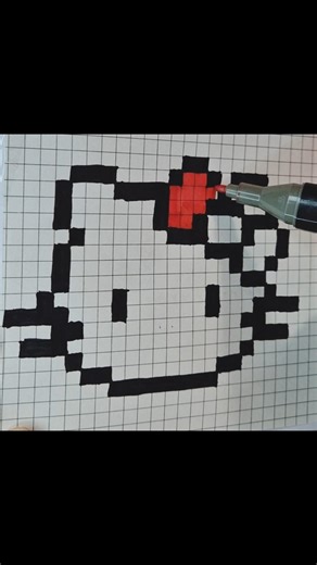 Cute Pixel Hello kitty drawing🩷 #pixelart #drawing #art