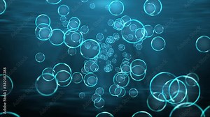 Air bubbles floating and burst under transparent water on 4K 3D Green Screen loop Animation. Air Bubble, Bubbles, Drink, Flow, Fresh, Ocean, Sea, Underwater, Water, Transparent, Aqua, Bath Soap.