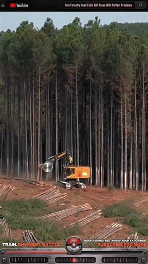 Heavy Timber Harvester Excavator : How Forestry Head Fells Tall Trees With Perfect Precision